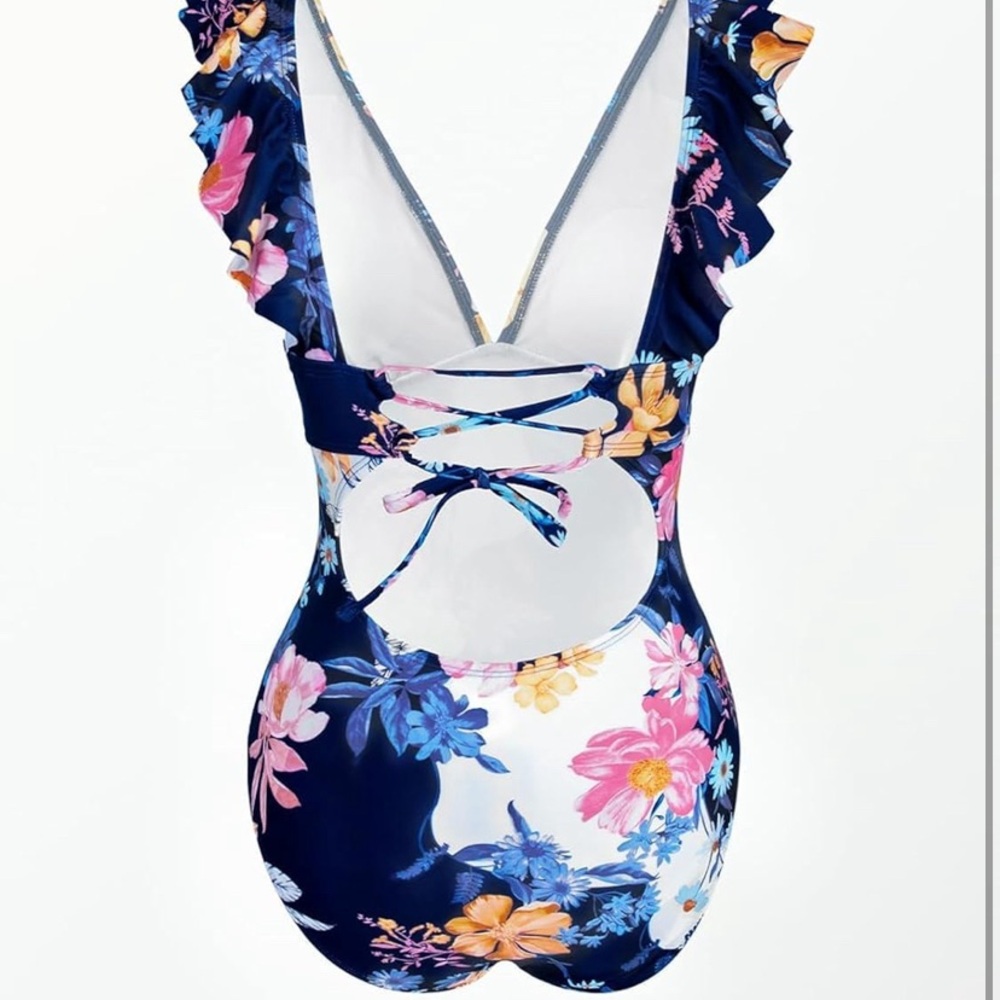 NWT Women’s Floral Blue Swimwear - Picture 6 of 9